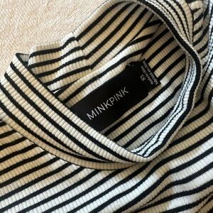 MINKPINK Black and White Striped body con dress